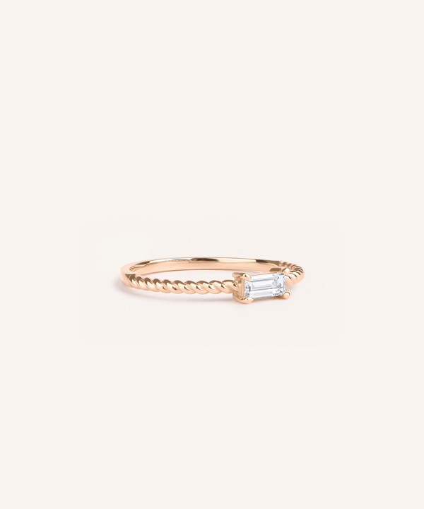 Baguette Cut Lab Grown Diamond Rope Ring