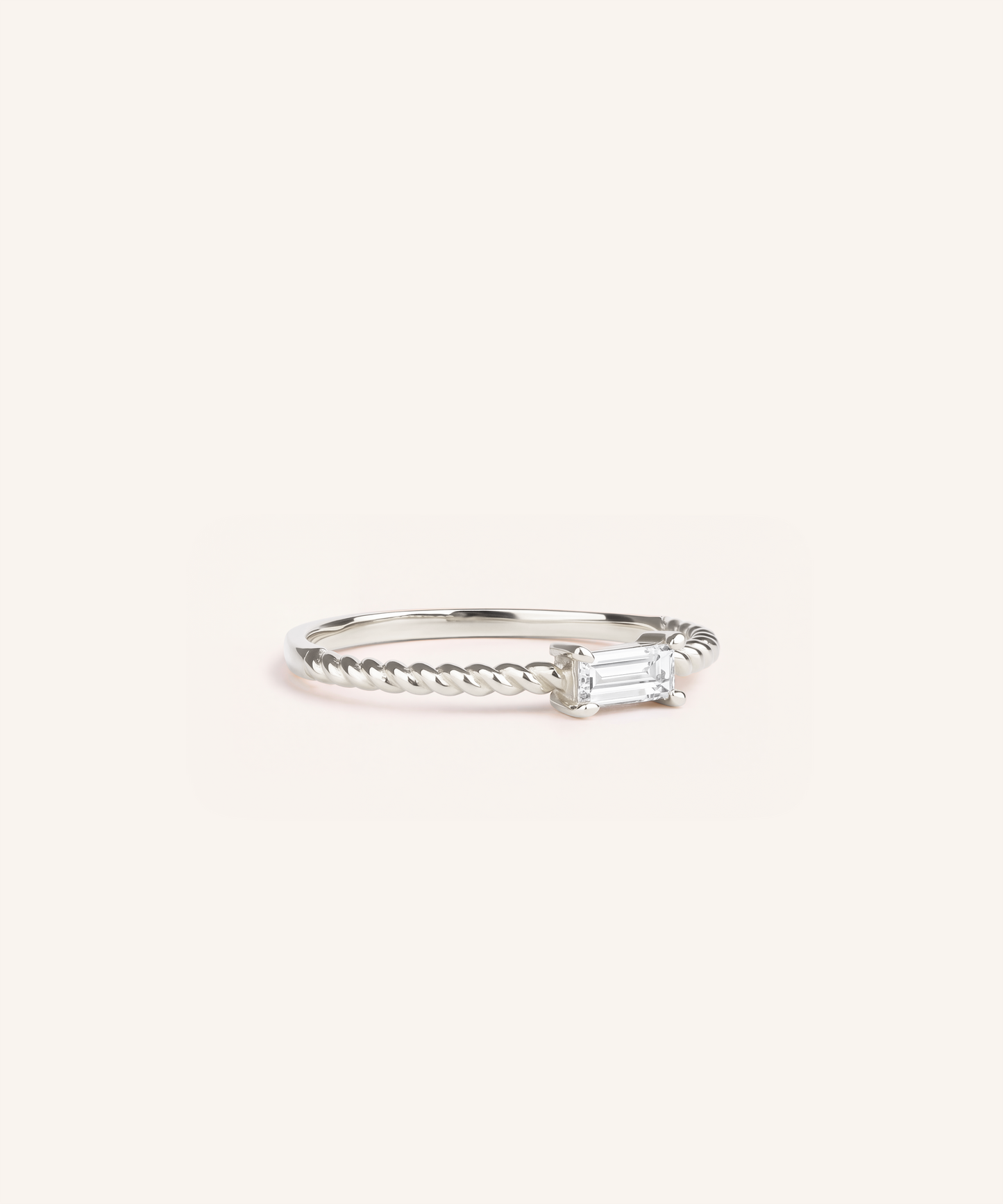 Baguette Cut Lab Grown Diamond Rope Ring