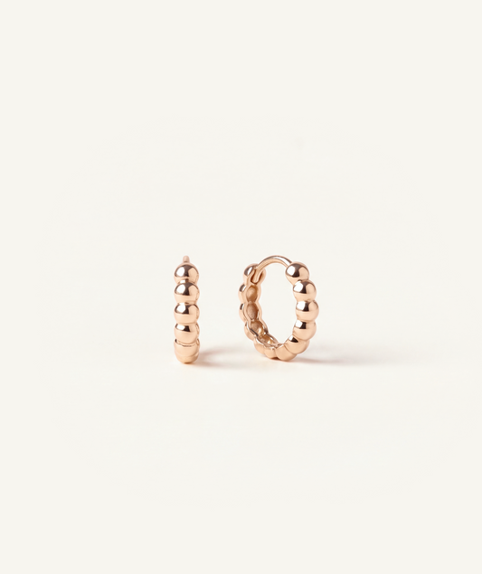 Rose Gold | Beaded Huggie Hoop Earrings