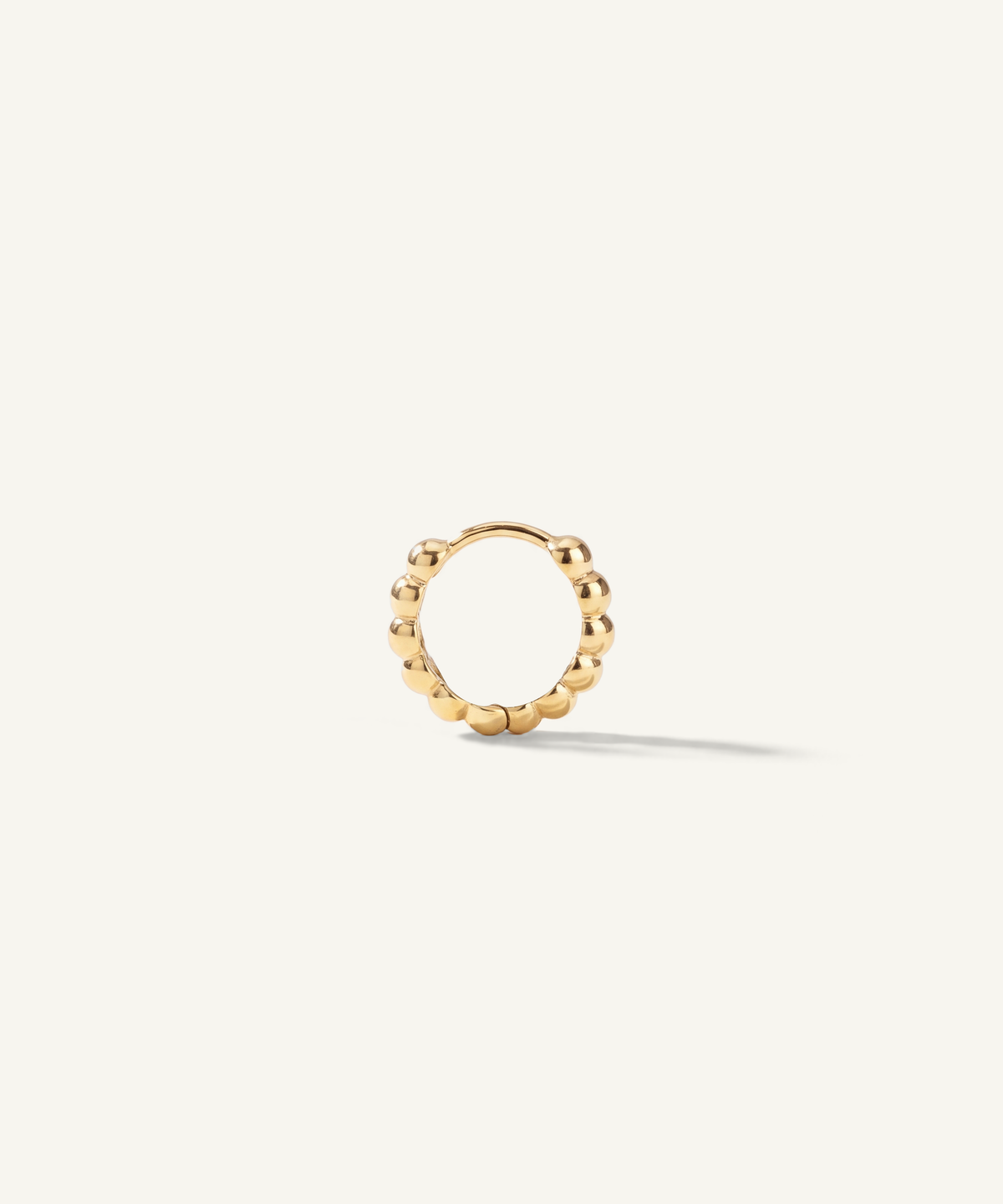 Yellow Gold | Beaded Huggie Hoop Earrings, front