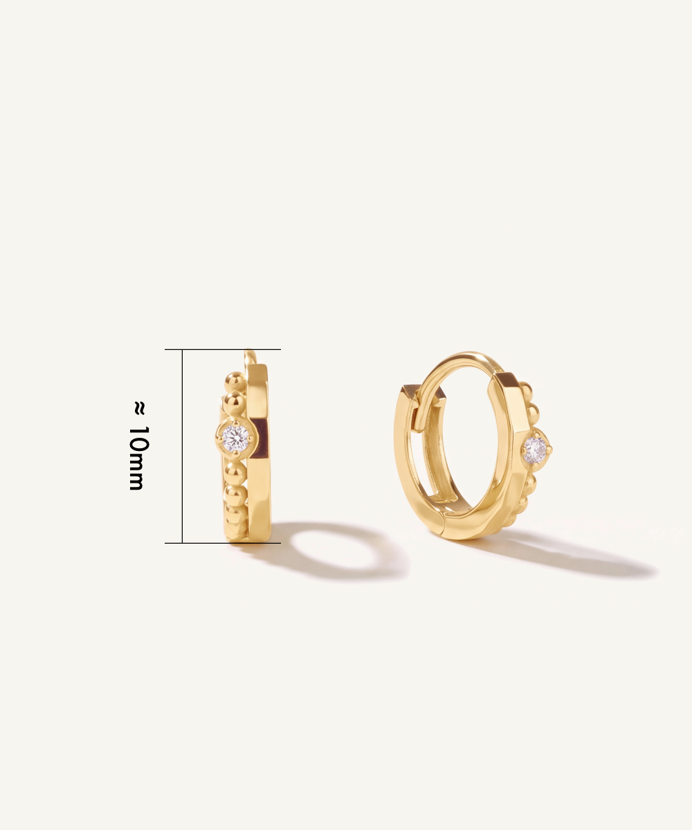 Beaded Bar Huggie Hoops