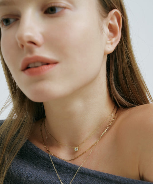 Yellow Gold | 0.3ct Lab Grown Diamond Bezel Necklace, worn
