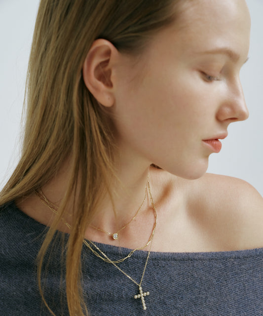 Yellow Gold | 0.3ct Lab Grown Diamond Bezel Necklace, worn 2