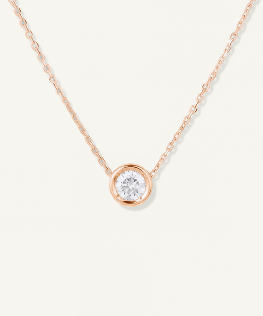 Rose Gold | 0.5ct Lab Grown Diamond Bezel Pavé Necklace