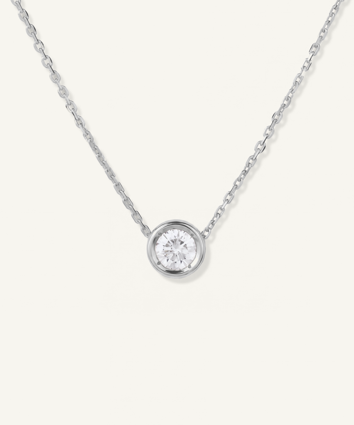 White Gold | 0.5ct Lab Grown Diamond Bezel Pavé Necklace