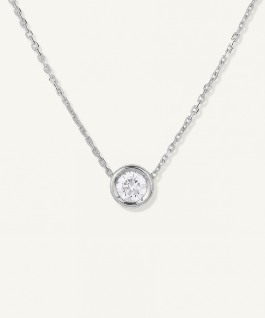 White Gold | 0.5ct Lab Grown Diamond Bezel Pavé Necklace