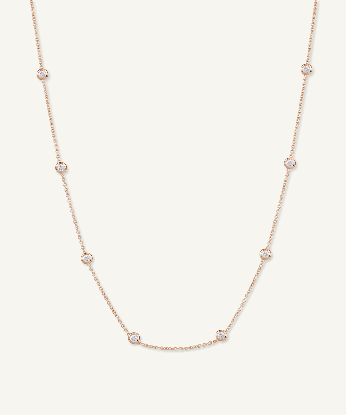 Rose Gold | Lab Grown Diamond Bezel Station Necklace, 8 Stones