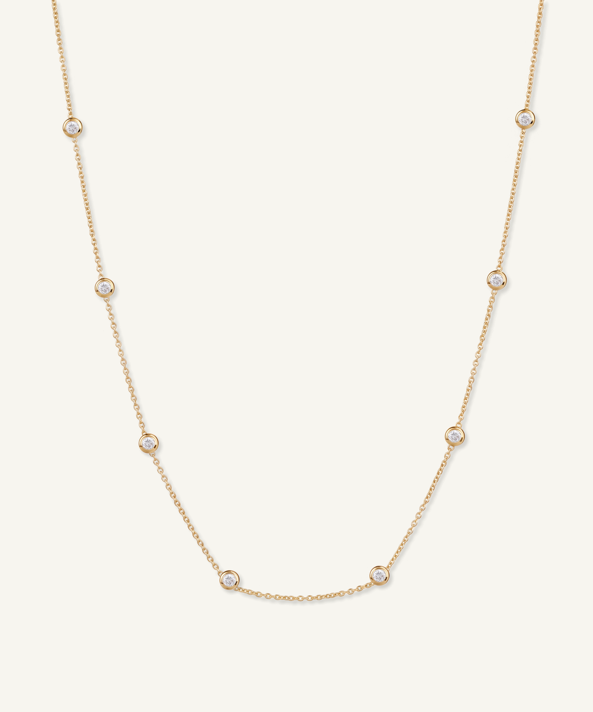 Yellow Gold | Lab Grown Diamond Bezel Station Necklace, 8 Stones
