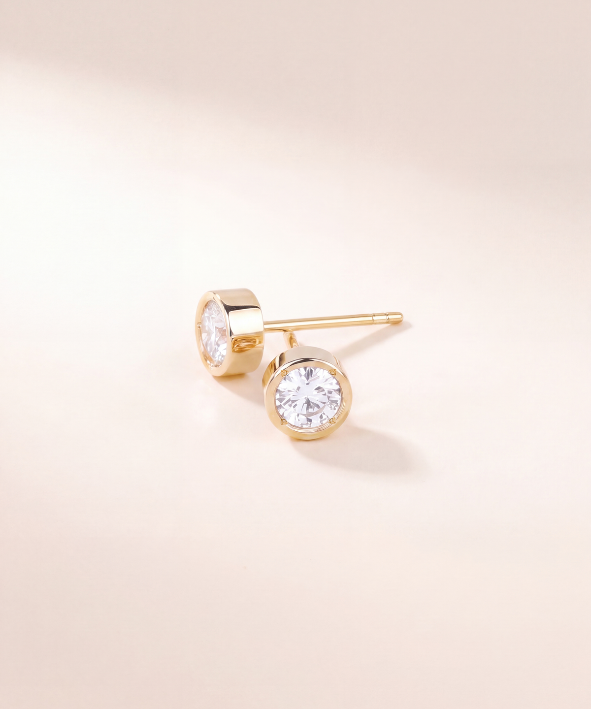 Yellow Gold | 0.3ct Lab Grown Diamond Bezel Stud Earrings, view 4