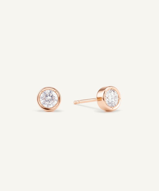 Rose Gold | 0.3ct Lab Grown Diamond Bezel Stud Earrings