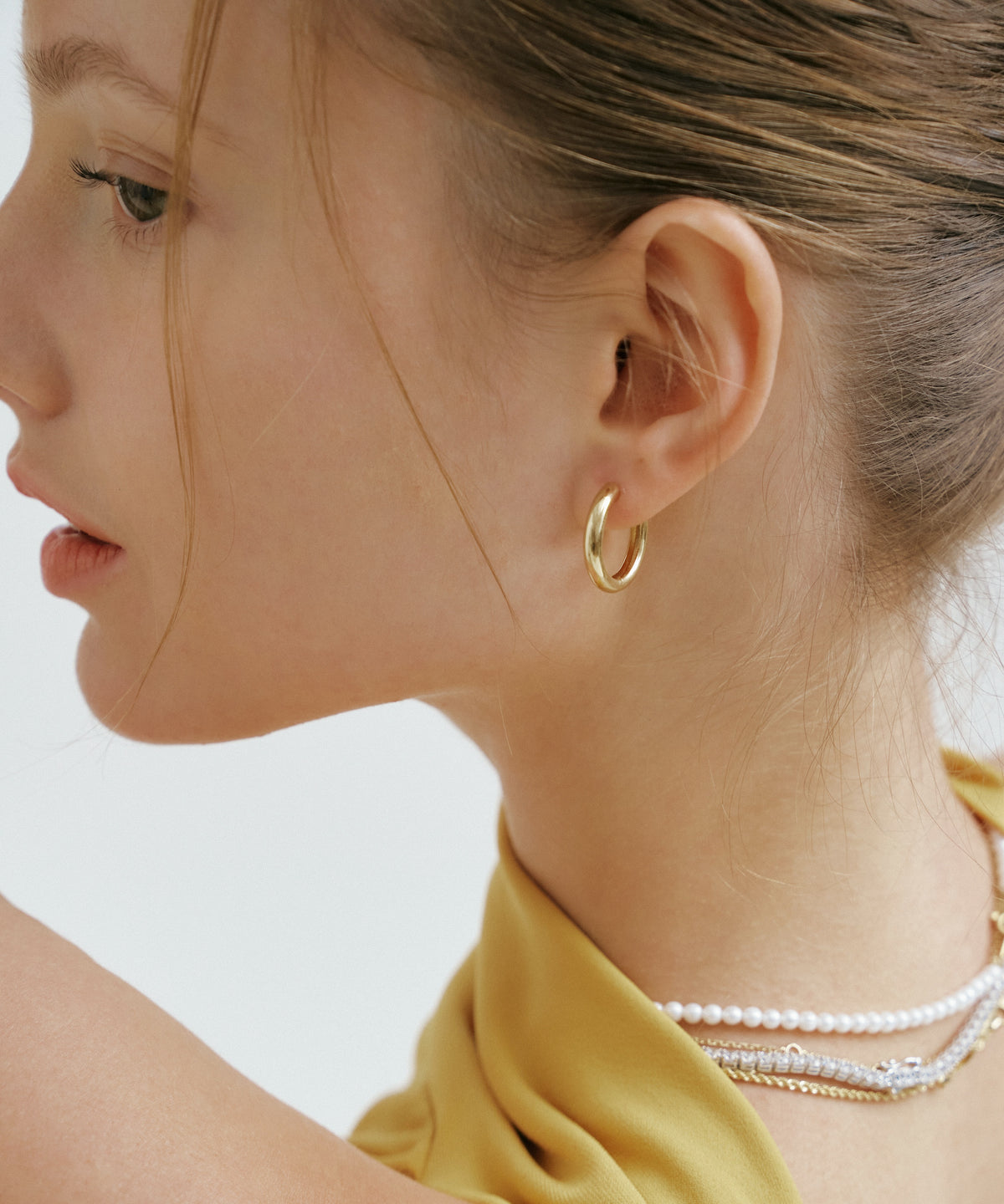 Yellow Gold | Bold Classic Hoop Earrings, worn 2