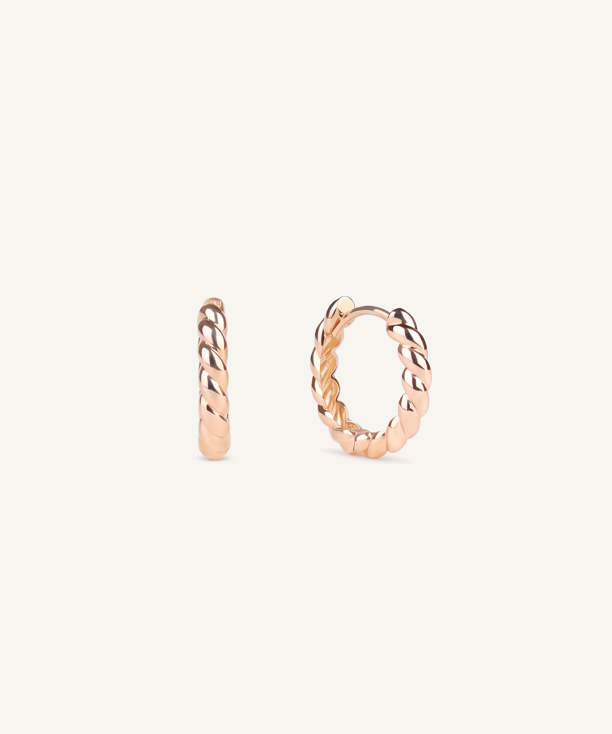Brioche Hoop Earrings in rose gold