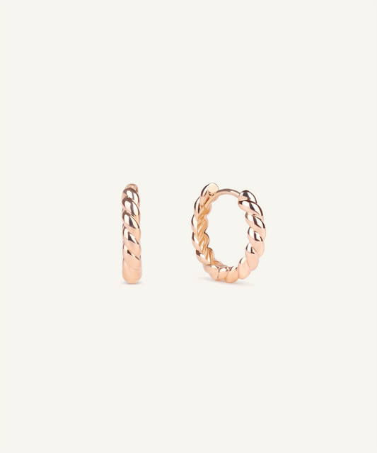 Brioche Hoop Earrings in rose gold