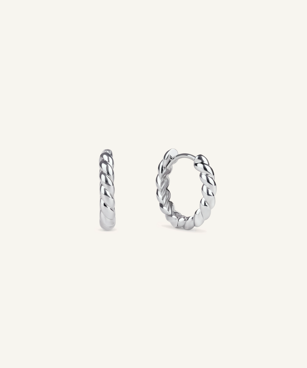 Brioche Hoop Earrings in white gold