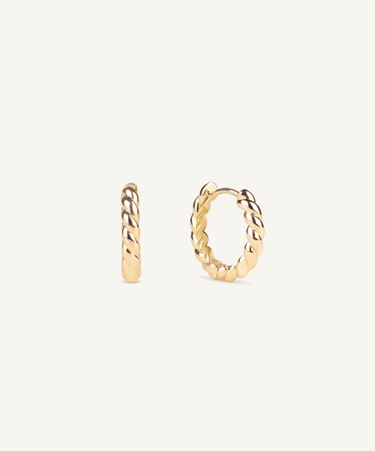 Brioche Hoop Earrings in yellow gold