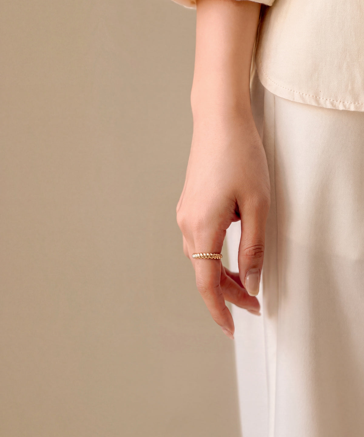 Brioche Ring on a relaxed hand