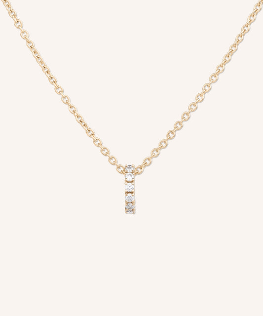 Eternity Diamond Necklace in yellow gold, a row of hand-set lab grown diamonds on a 1.5mm cable chain