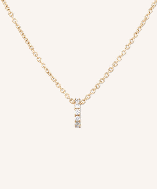 Eternity Diamond Necklace in yellow gold, a row of hand-set lab grown diamonds on a 1.5mm cable chain