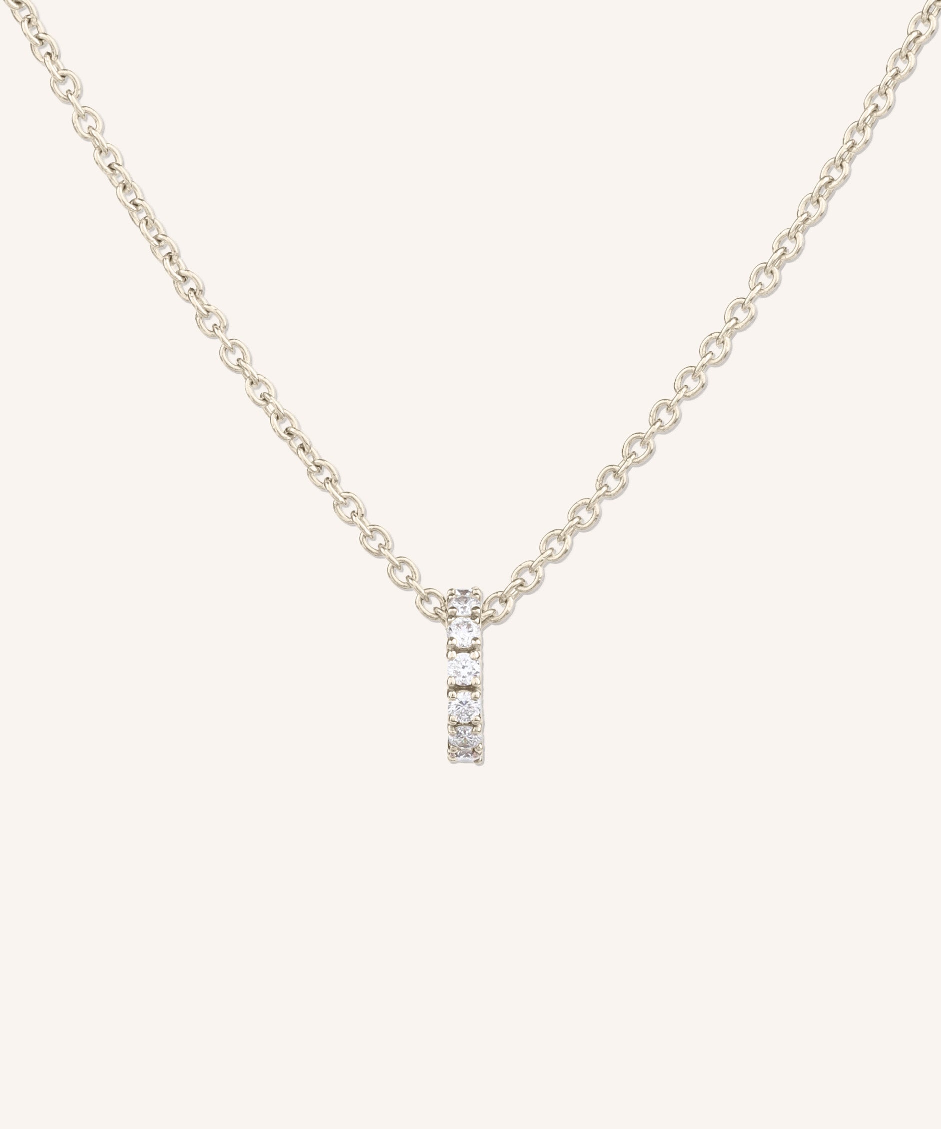 Eternity Diamond Necklace in champagne gold, a row of hand-set lab grown diamonds on a 1.5mm cable chain
