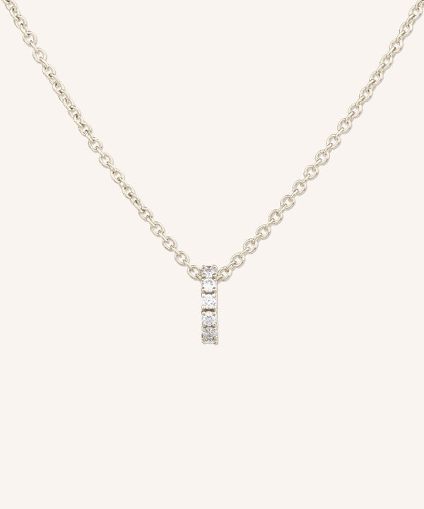 Eternity Diamond Necklace in champagne gold, a row of hand-set lab grown diamonds on a 1.5mm cable chain