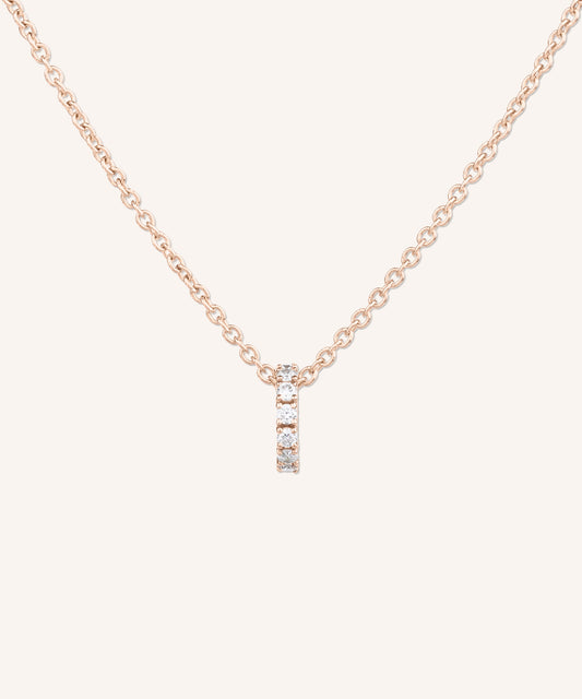 Eternity Diamond Necklace in rose gold, a row of hand-set lab grown diamonds on a 1.5mm cable chain