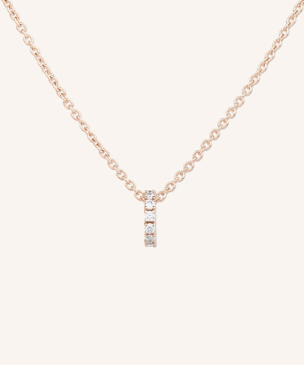 Eternity Diamond Necklace in rose gold, a row of hand-set lab grown diamonds on a 1.5mm cable chain