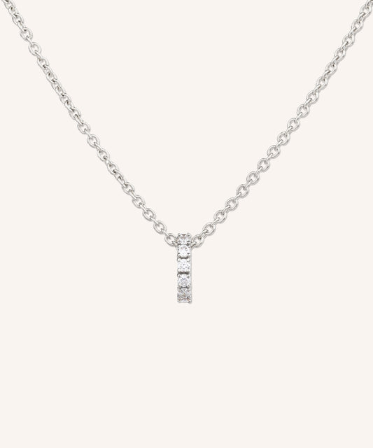 Eternity Diamond Necklace in white gold, a row of hand-set lab grown diamonds on a 1.5mm cable chain