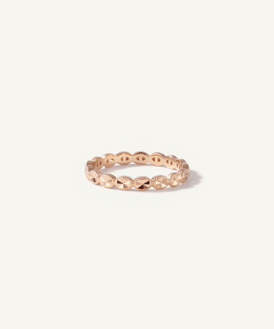 Rose Gold | Faceted Oval Milgrain Band