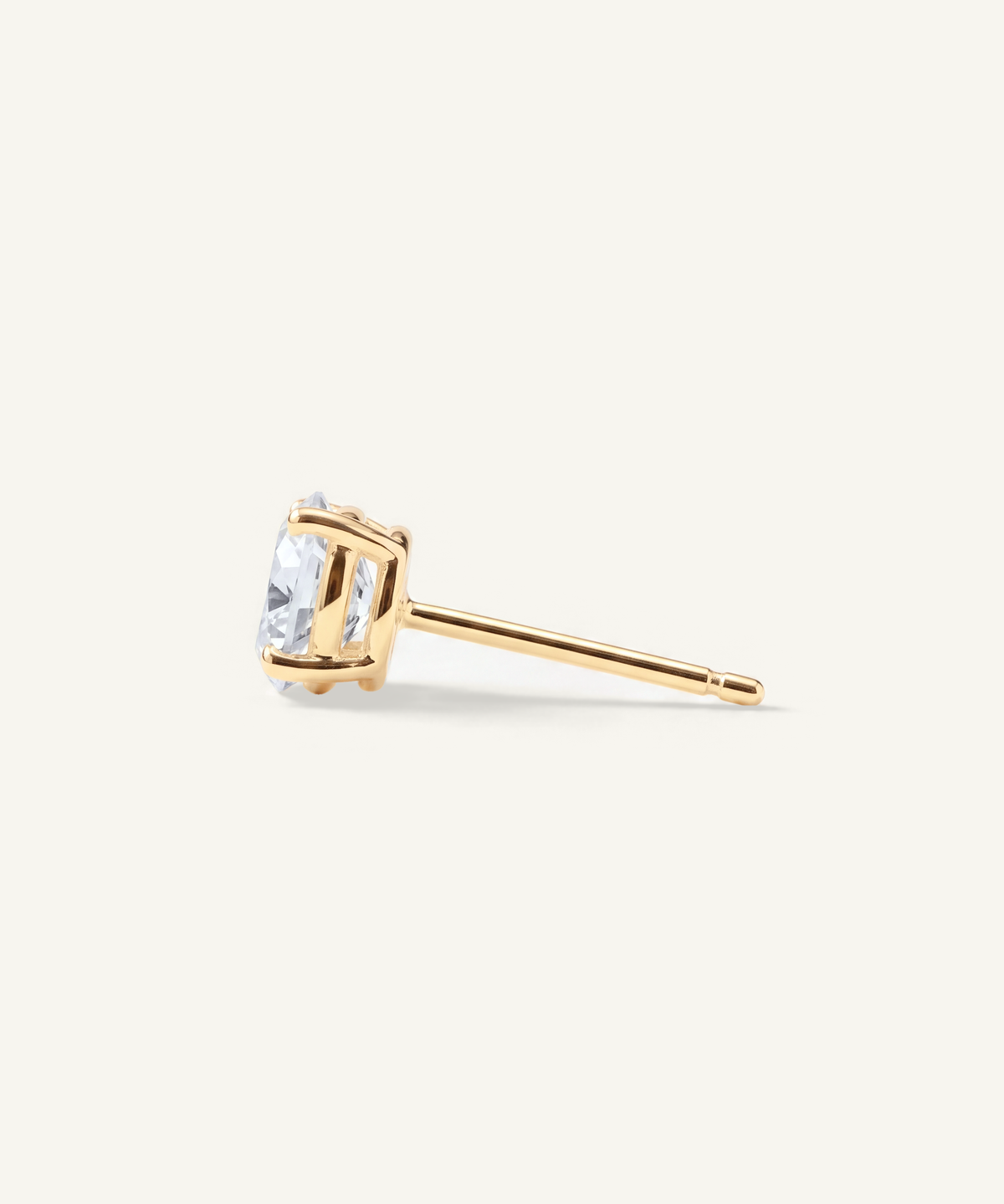 Yellow Gold | Four Prong Lab Grown Diamond Stud Earrings, view 3