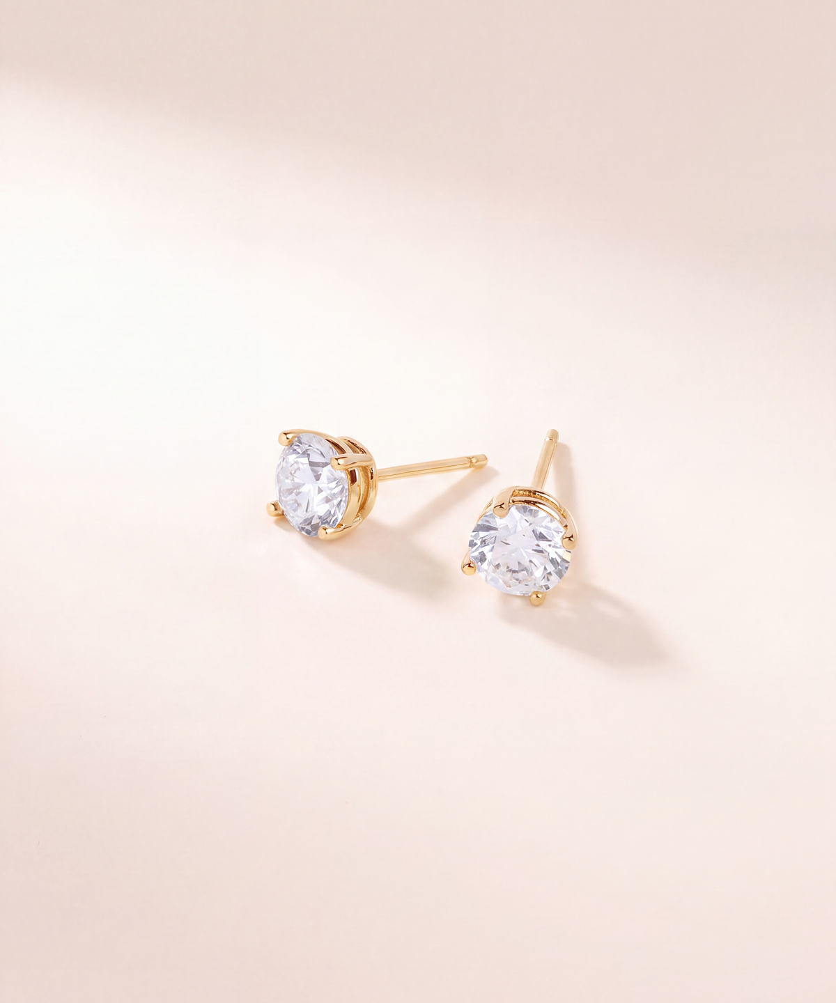 Yellow Gold | Four Prong Lab Grown Diamond Stud Earrings, view 2