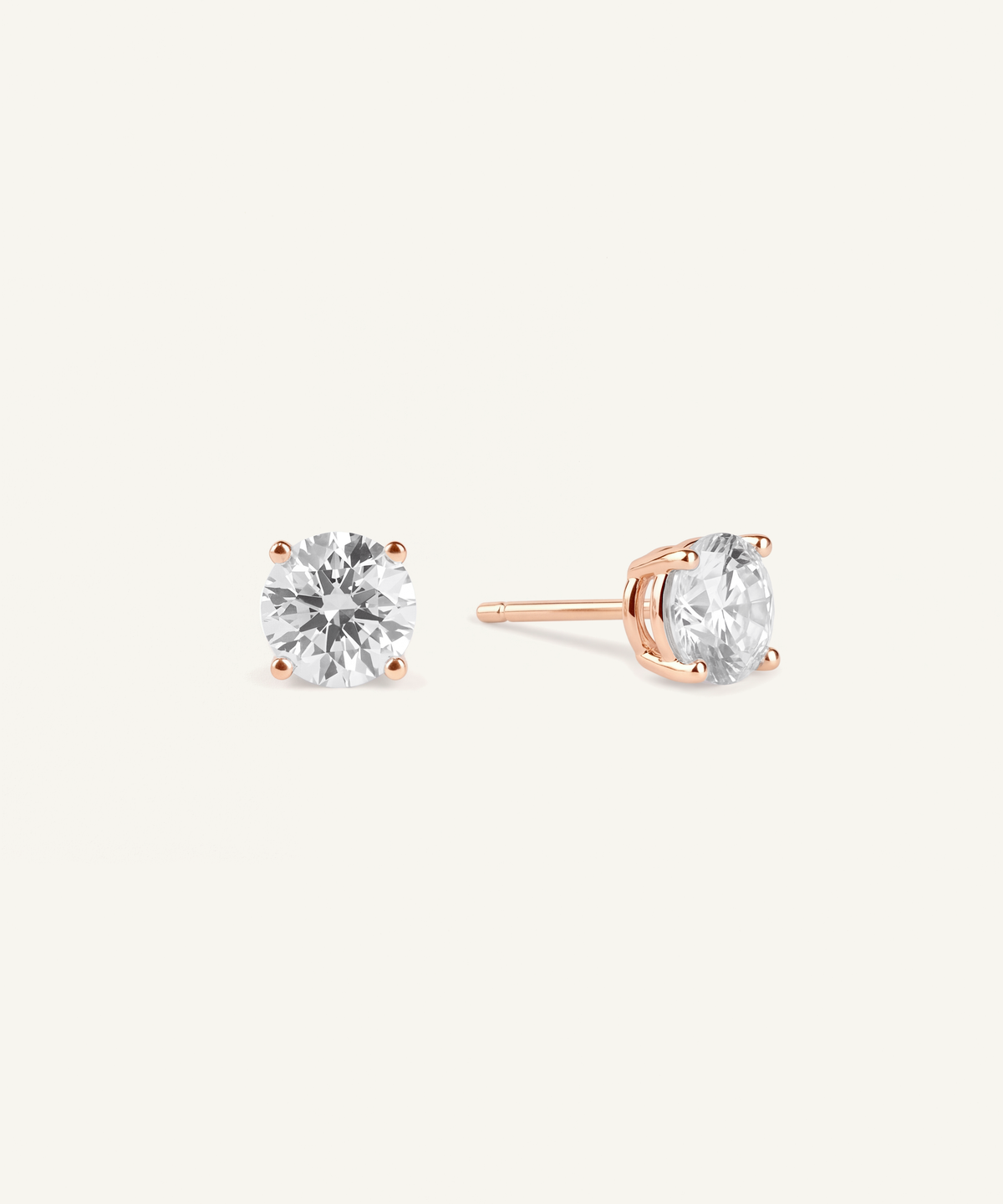 Rose Gold | Four Prong Lab Grown Diamond Stud Earrings