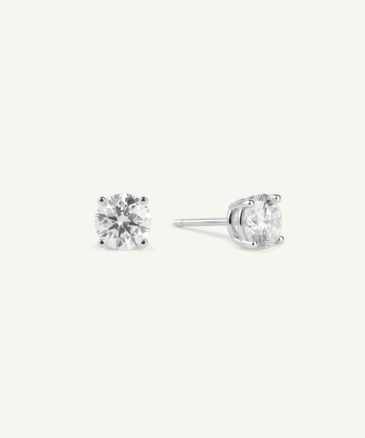 White Gold | Four Prong Lab Grown Diamond Stud Earrings