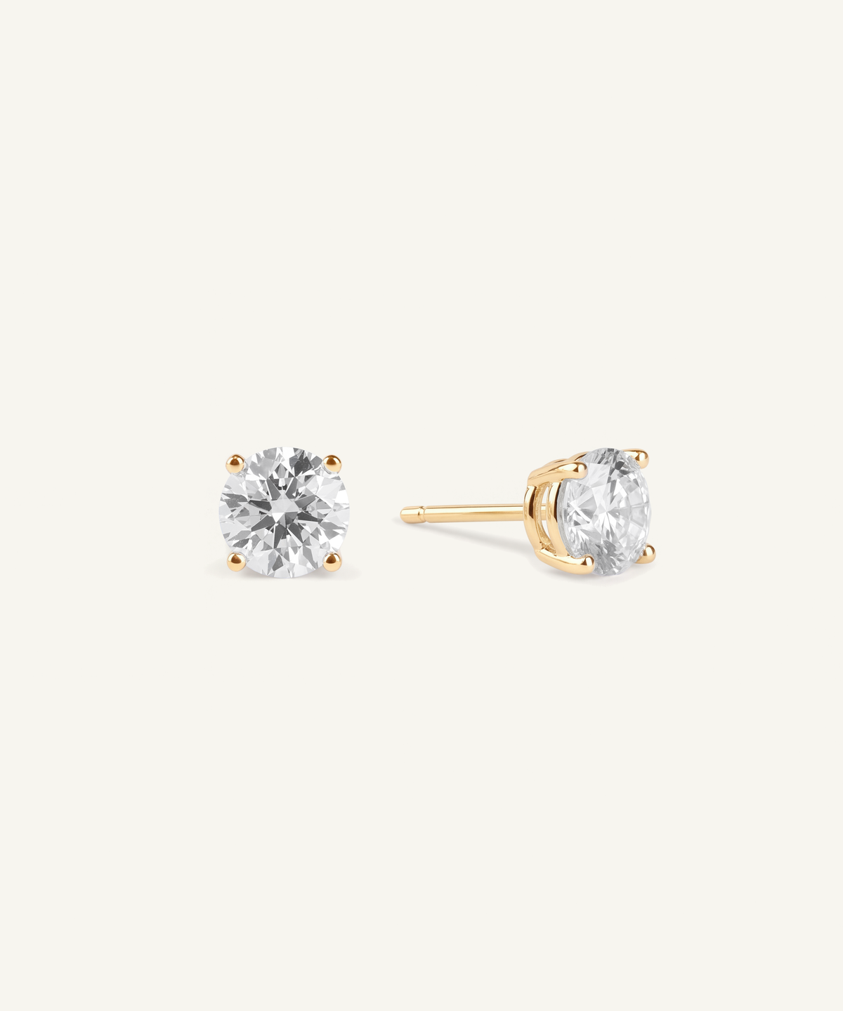 Yellow Gold | Four Prong Lab Grown Diamond Stud Earrings