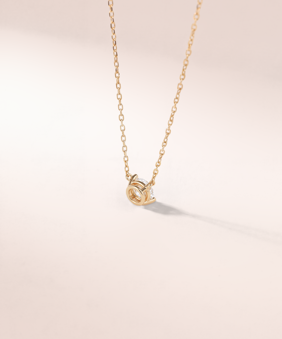 Yellow Gold | Four Prong Lab Grown Diamond Solitaire Necklace, Basket Setting, view 2
