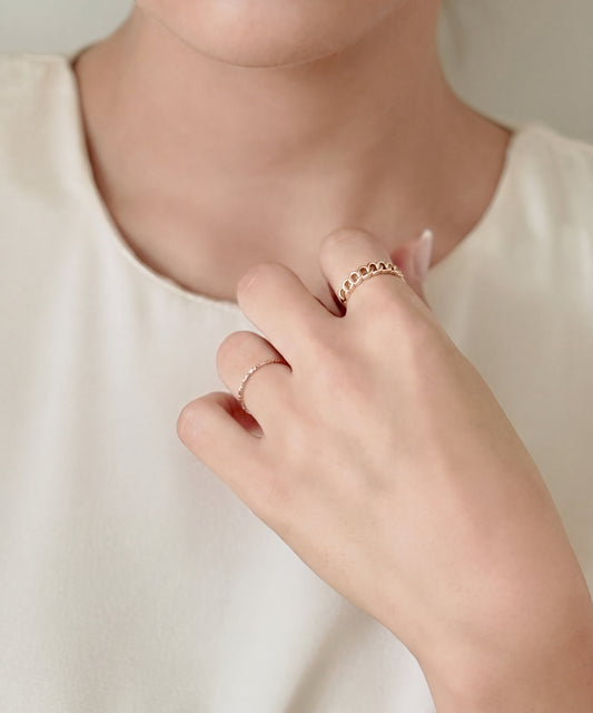 Rose Gold | Hammered Slim Band Ring, worn 3