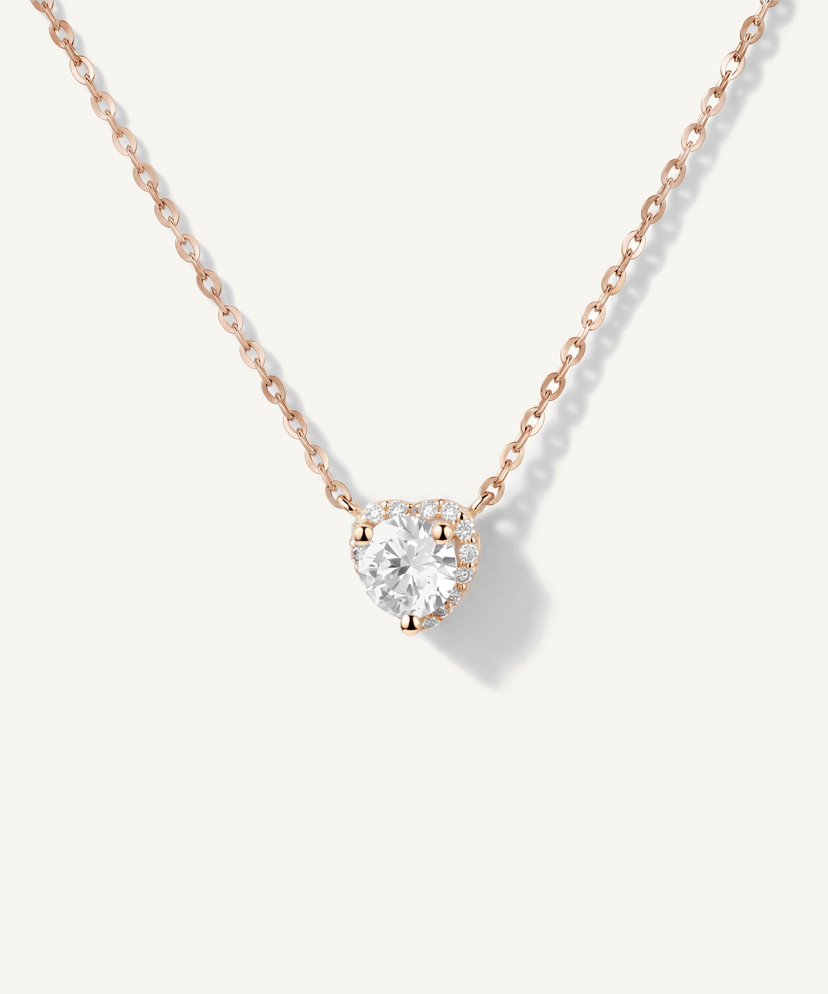 Rose Gold | Heart Halo Necklace, detail