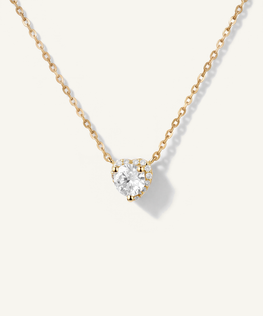 Yellow Gold | Heart Halo Necklace, detail