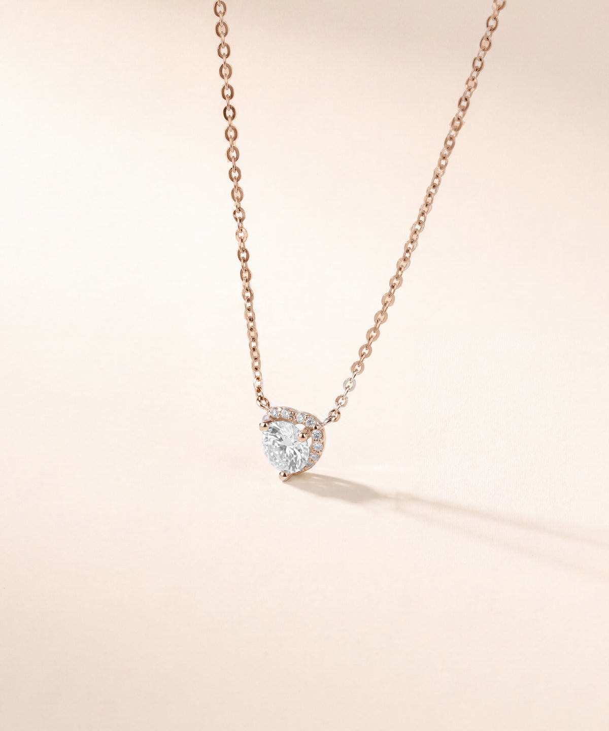 Rose Gold | Heart Halo Necklace, view 2