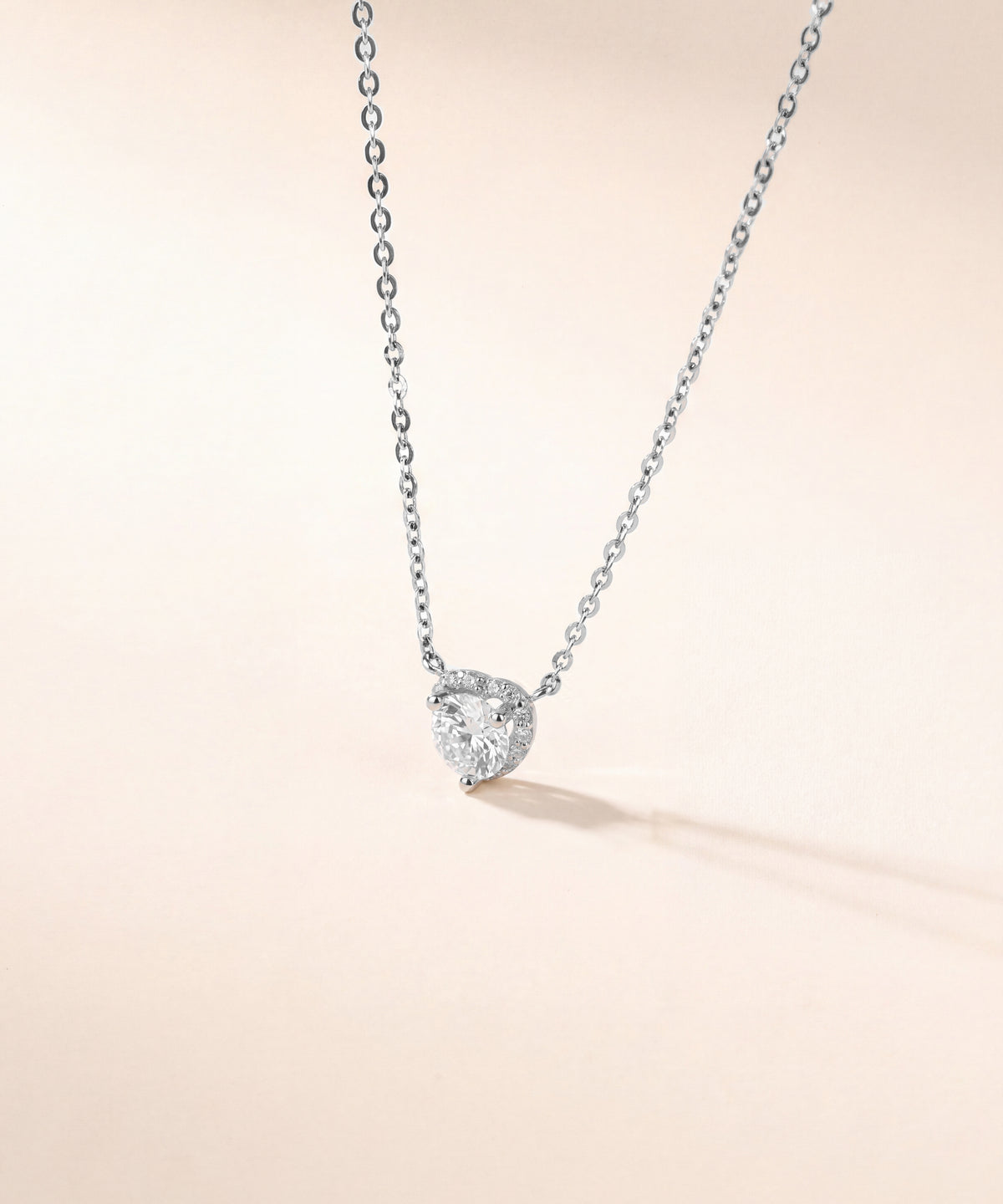 White Gold | Heart Halo Necklace, view 2
