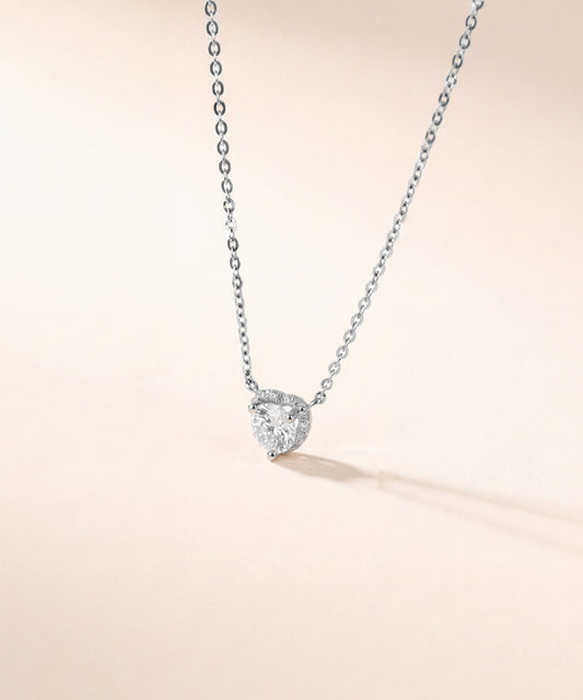 White Gold | Heart Halo Necklace, view 2