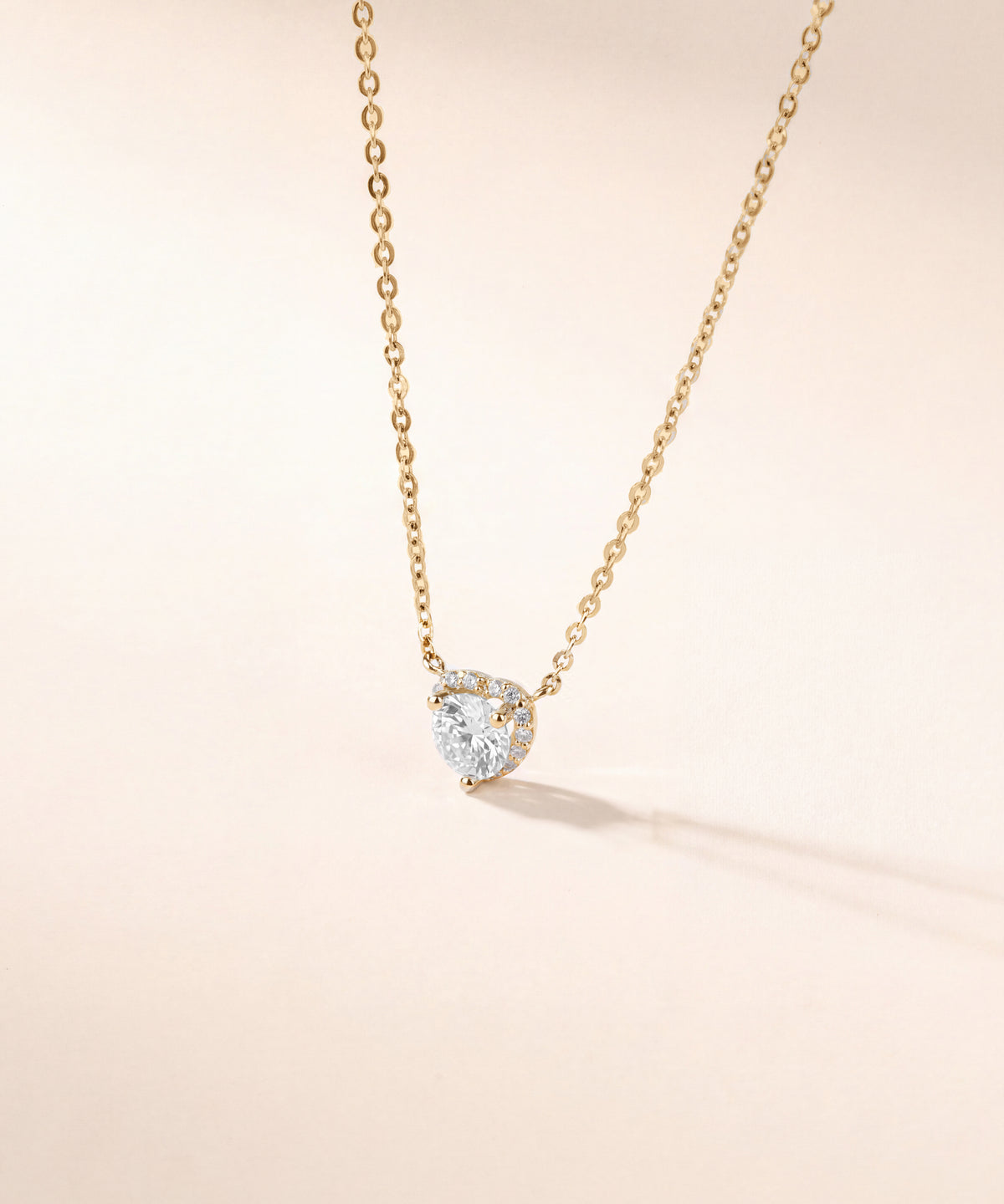Yellow Gold | Heart Halo Necklace, view 2