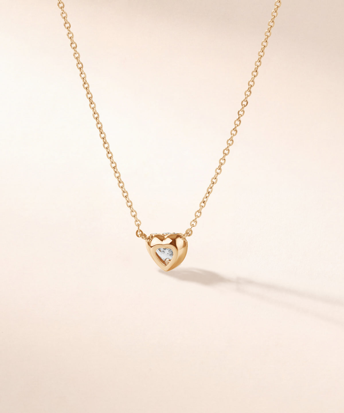 Yellow Gold | Heart Halo Necklace, view 3