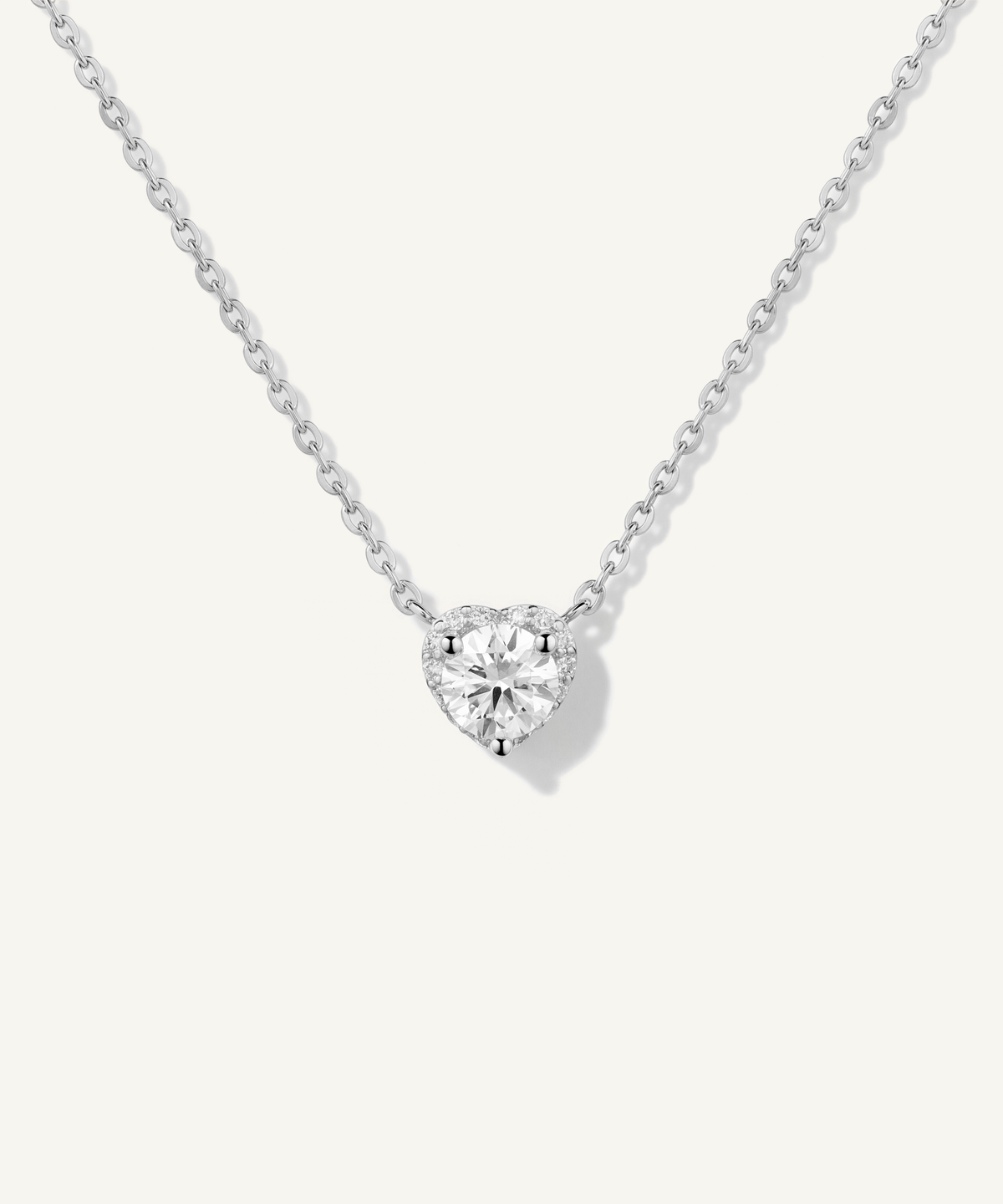 White Gold | Heart Halo Necklace