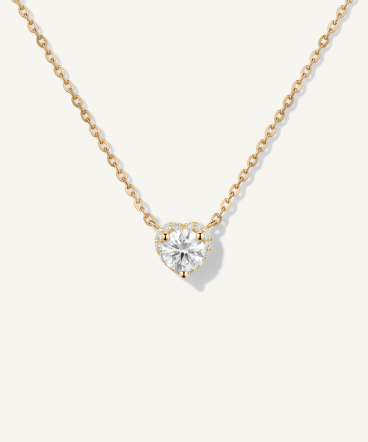 Yellow Gold | Heart Halo Necklace