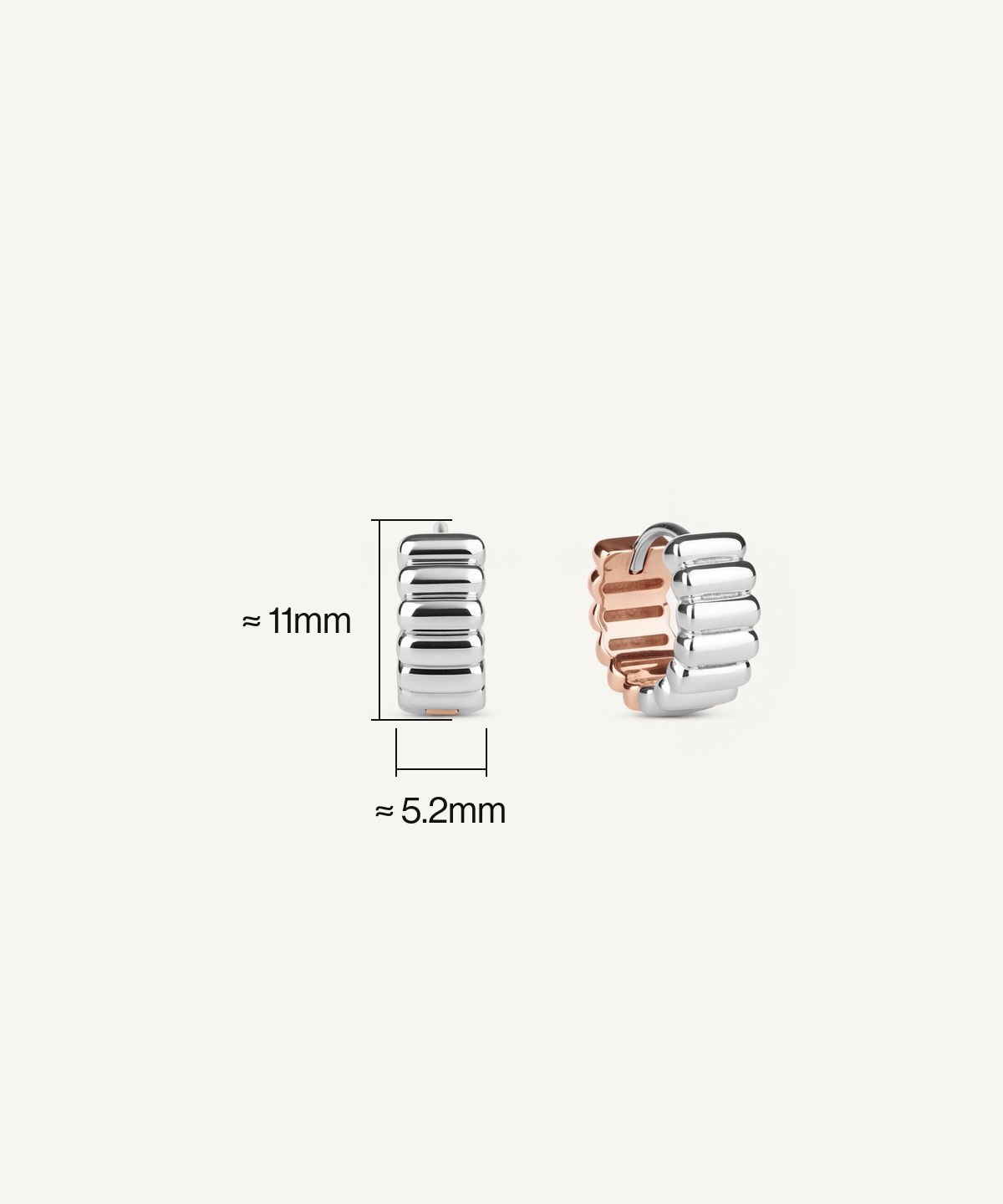 Reversible Two Tone Ribbed Huggie Hoop Earrings