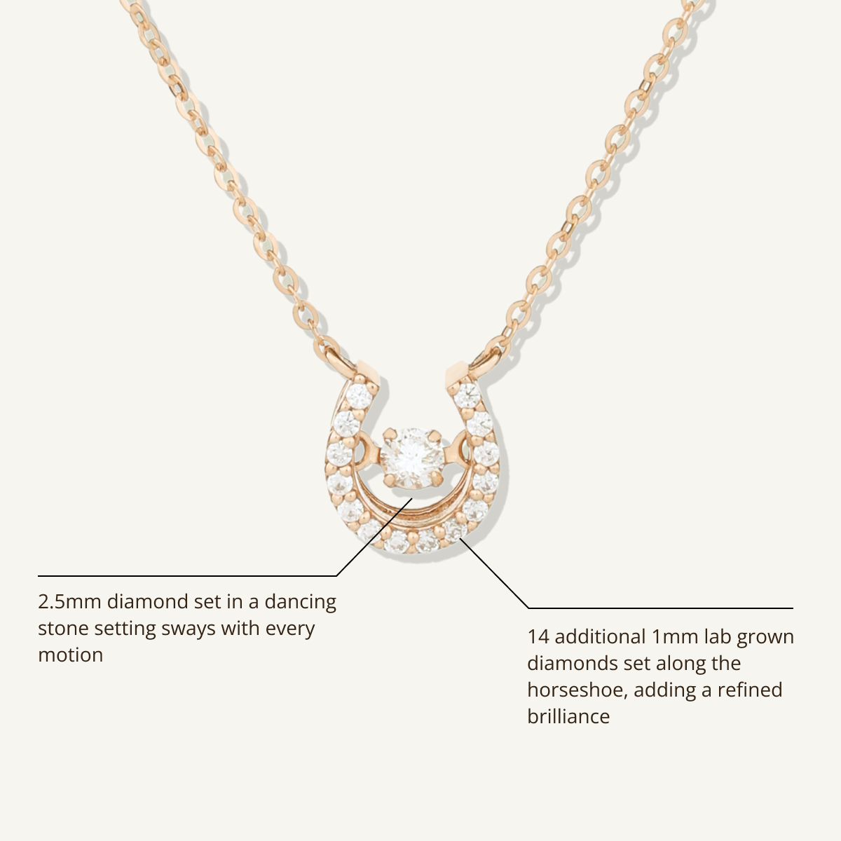 Dancing Stone Horseshoe Halo Necklace