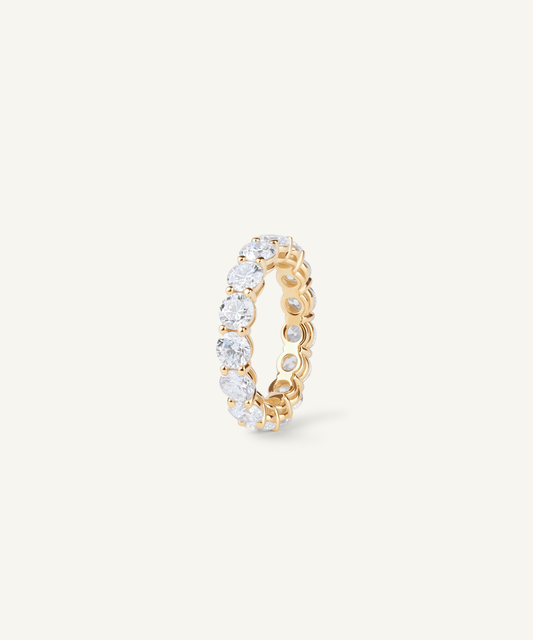 Yellow Gold | Lab Grown Diamond Eternity Band, 4.25mm, angled