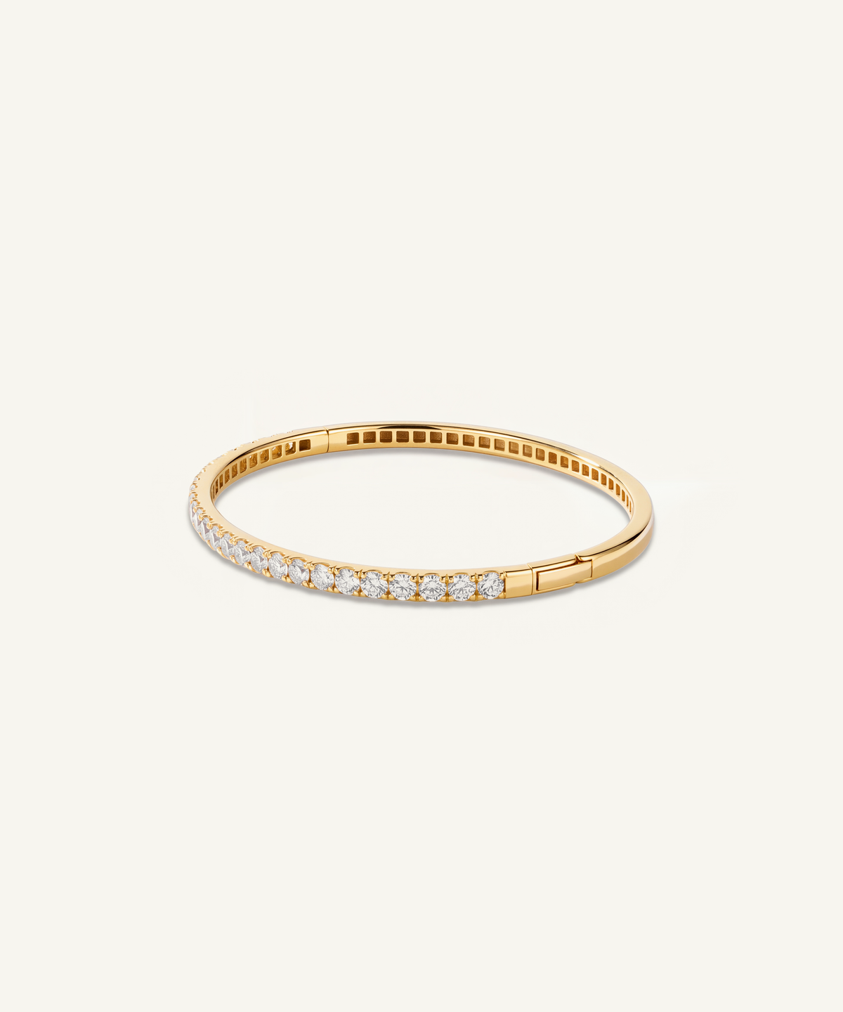 Yellow Gold | Lab Grown Diamond Half Tennis Bangle, detail 1