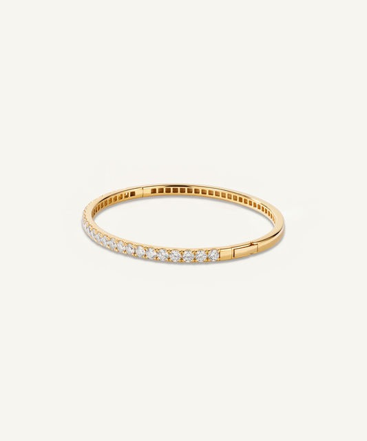 Yellow Gold | Lab Grown Diamond Half Tennis Bangle, detail 1