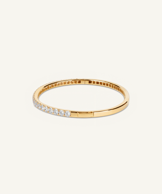 Yellow Gold | Lab Grown Diamond Half Tennis Bangle, detail 2